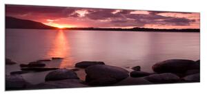 Obraz sklenený západ slnka nad jazerom - 30 x 60 cm