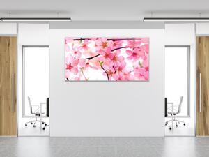 Obraz sklenený vetva ružové kvety - 40 x 60 cm