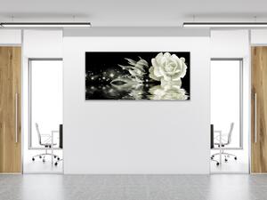 Obraz sklenený umelecká ruža nad hladinou - 50 x 100 cm