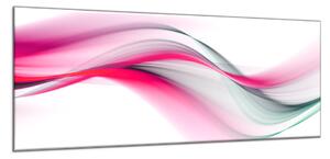 Obraz sklenený abstraktné ružovo šedá vlna - 34 x 72 cm
