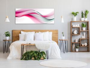 Obraz sklenený abstraktné ružovo šedá vlna - 34 x 72 cm