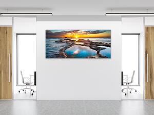 Obraz sklenený západ slnka nad oceánom - 50 x 100 cm
