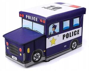 Úložný box na hračky, policajne auto - modrá