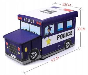 Úložný box na hračky, policajne auto - modrá