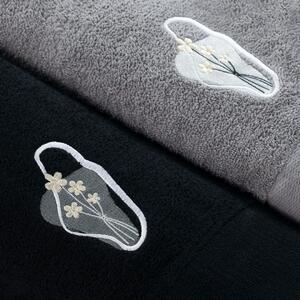 FLHF Súprava uterákov s výšivkou Calmo - 6 kusov, čierna/sivá