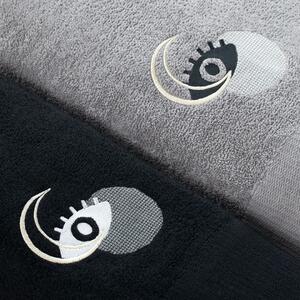 FLHF Súprava uterákov s výšivkou Mona - 6 kusov, čierna/sivá