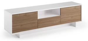 (3977) Moderný televízny stolík push-to-open biela/orech