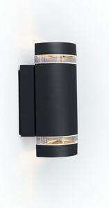 Lutec 5604023012 vonkajšie nástenné svietidlo Focus 2x35W | GU10 | IP44 - súmrakový senzor, matná čierna
