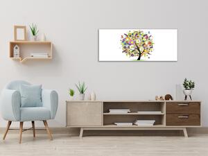Obraz sklenený kvetinový strom na bielom pozadí - 50 x 100 cm