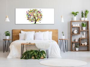 Obraz sklenený kvetinový strom na bielom pozadí - 30 x 60 cm