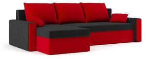Rozkladacia rohová sedacia súprava ZEUS model 2 Čierna/červená Ľavá