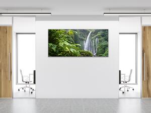 Obraz sklenený vodopády v lese - 50 x 100 cm