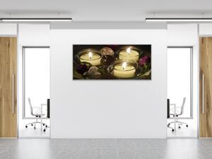 Obraz sklenený plávajúce sviečky - 50 x 100 cm