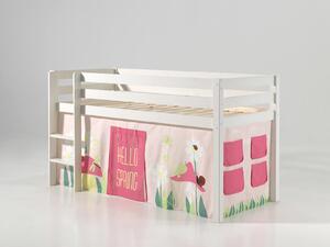 Detská poschodová posteľ z masívu biela pre dievčatá Pino