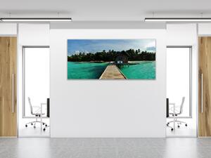 Obraz sklenený ostrov Maledivy - 34 x 72 cm