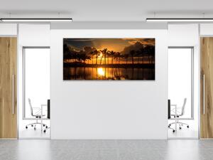 Obraz sklenený západ slnka nad morom - 50 x 100 cm