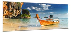 Obraz sklenený loď pri brehu Thajsko - 30 x 60 cm
