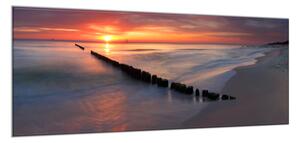 Obraz sklenený východ slnka pri Baltskom mori - 30 x 60 cm