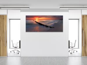 Obraz sklenený východ slnka pri Baltskom mori - 50 x 100 cm