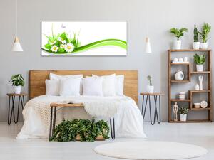 Obraz sklenený maľovaná tráva a sedmokrásky - 30 x 60 cm