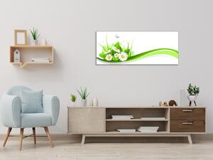 Obraz sklenený maľovaná tráva a sedmokrásky - 30 x 60 cm