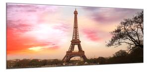Obraz sklenený Eiffelova veža v západu slnka - 30 x 60 cm