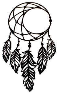 Drevená vyrezávaná dekorácia na stenu Lapač snov Feather, 21 x 50 cm