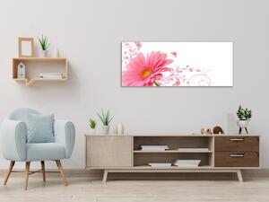 Obraz sklenený kvet ružovej gerbery na bielom pozadí - 50 x 100 cm