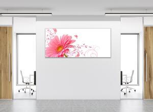 Obraz sklenený kvet ružovej gerbery na bielom pozadí - 30 x 60 cm