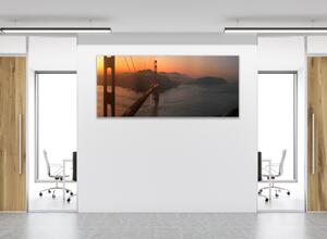 Obraz sklenený most Zlatá brána pri východe slnka - 50 x 100 cm
