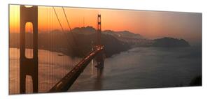 Obraz sklenený most Zlatá brána pri východe slnka - 34 x 72 cm