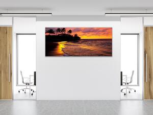 Obraz sklenený tropické more v západu slnka - 50 x 100 cm