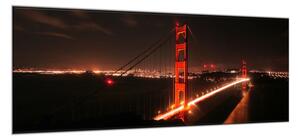 Obraz sklenený nočný most Zlatá brána - 40 x 60 cm