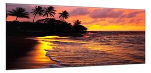 Obraz sklenený tropické more v západu slnka - 30 x 60 cm