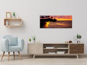 Obraz sklenený tropické more v západu slnka - 50 x 100 cm
