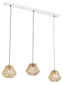 Hanglamp bamboe met wit langwerpig 3-lichts - Canna Diamond