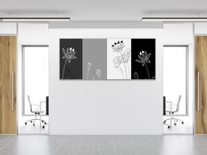 Obraz sklenený čierno biely šedý abstrakt - 34 x 72 cm