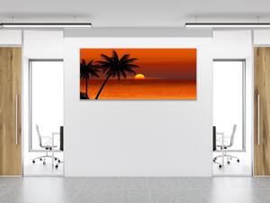 Obraz sklenený tropický západ slnka na pláži - 30 x 60 cm