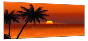 Obraz sklenený tropický západ slnka na pláži - 40 x 60 cm