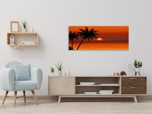 Obraz sklenený tropický západ slnka na pláži - 50 x 100 cm