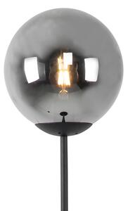 Stojaca lampa v štýle Art Deco čierna s dymovým sklom - Pallon Mezzi