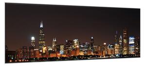 Obraz sklenený nočné mesto Chicago - 40 x 60 cm