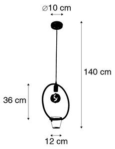 Moderná závesná lampa čierna 12 cm - Roslina