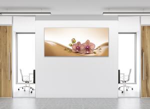Obraz sklenený orchidea na hnedej vlne - 40 x 60 cm