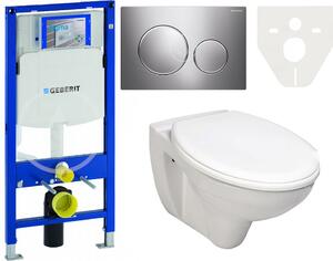 AKCE/SET/LIVERO Geberit - Set predstenovej inštalácie, tlačidlá Sigma20, matný chróm +TAURUS závesná WC misa, 36x54,5 cm, + ALICANTE WC sedátko, biela