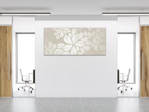 Obraz sklenený abstraktné strieborné lístie - 30 x 60 cm
