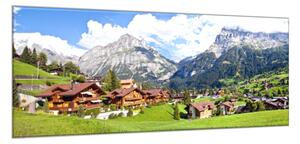 Obraz sklenený horská dedina Alpy - 40 x 60 cm