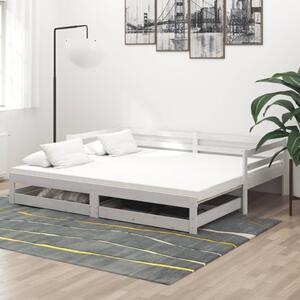 Rozkladacia denná posteľ 2x(90x200) cm biela borovicové drevo