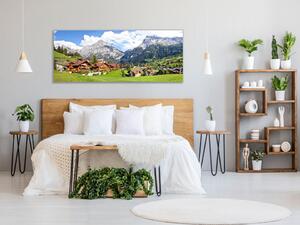 Obraz sklenený horská dedina Alpy - 50 x 100 cm
