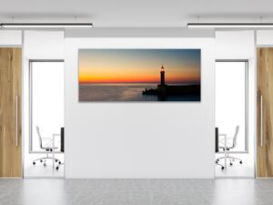 Obraz sklenený maják v západu slnka - 50 x 100 cm